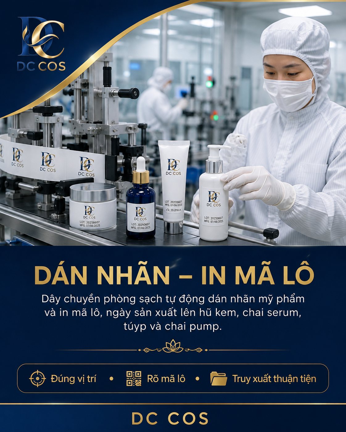 Dán nhãn và in mã lô