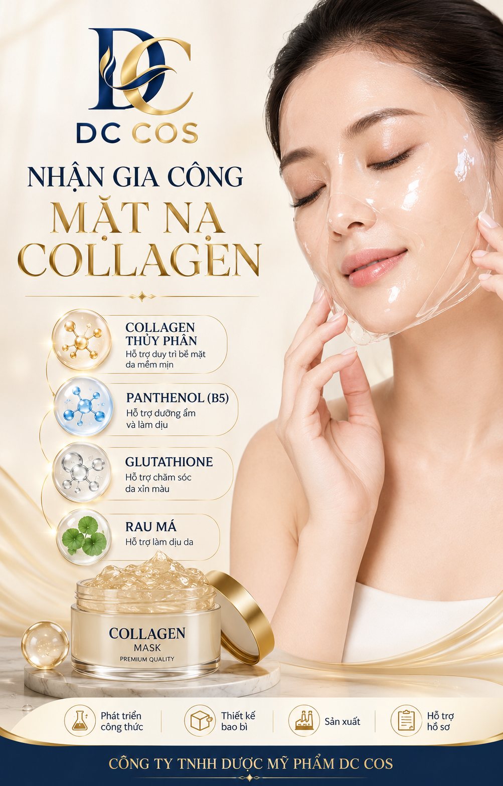Gia công mặt nạ collagen tại DC COS