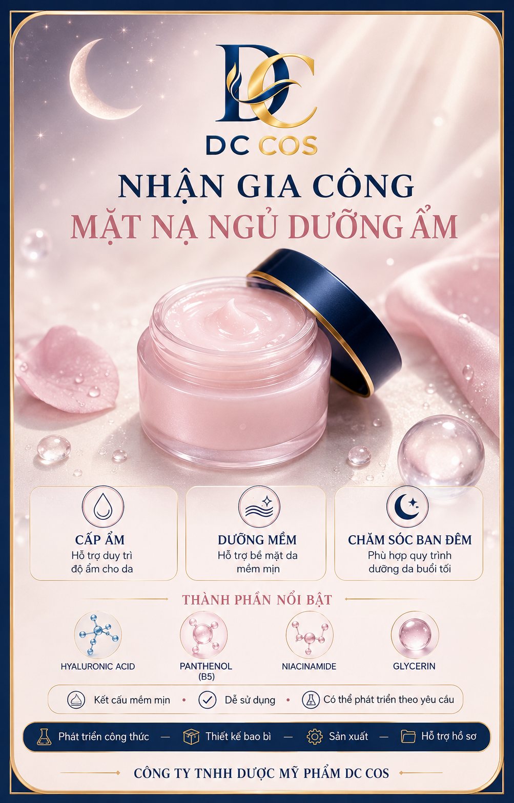 Gia công mặt nạ ngủ dưỡng ẩm tại DC COS